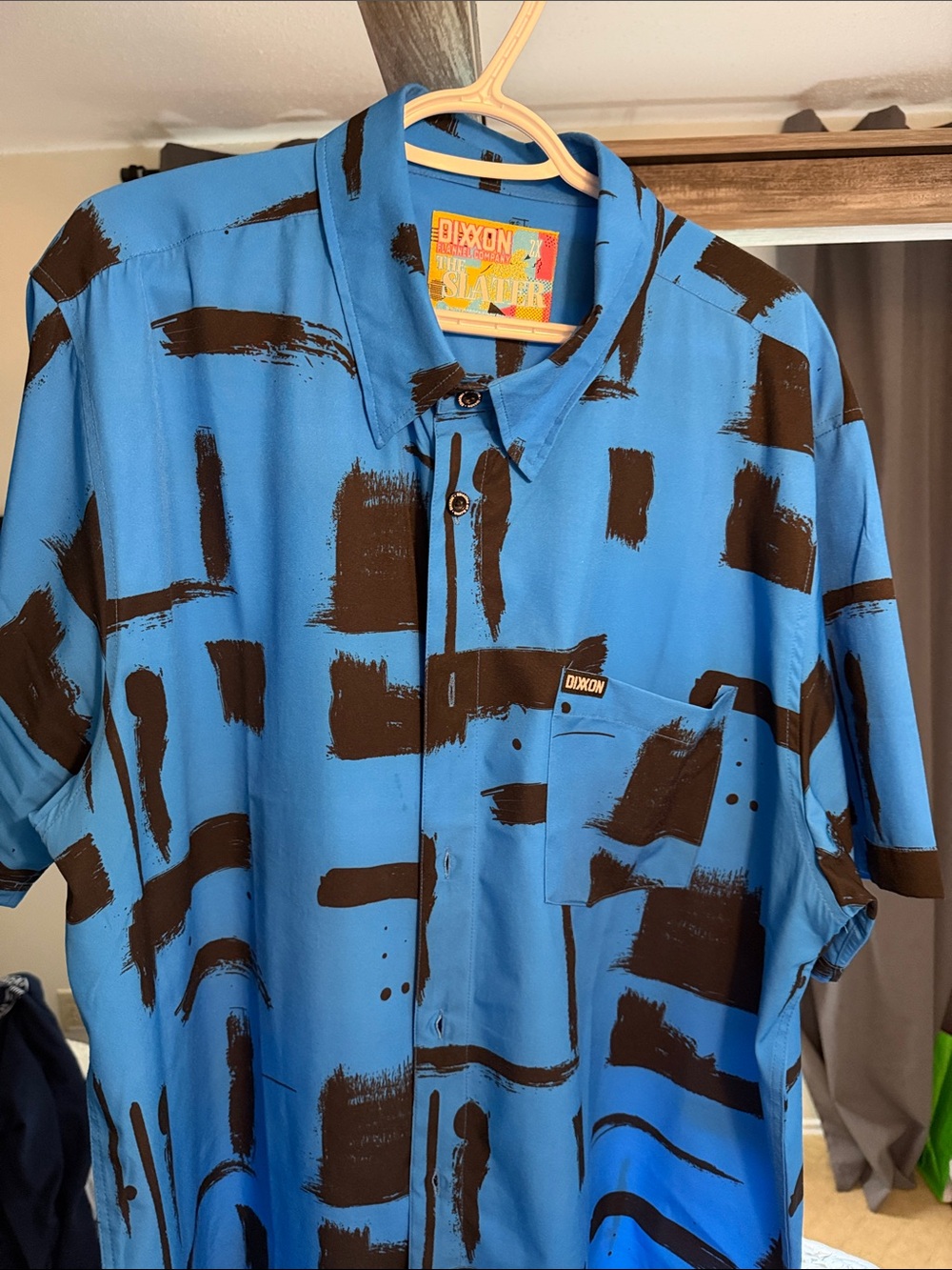 DIXXON “The Slater” XXL party shirt Blue with Black Men's Button-Down Shirt